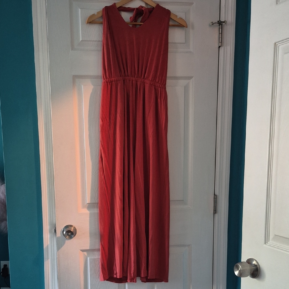 Old Navy Coral Red Sleeveless Jumpsuit Romper